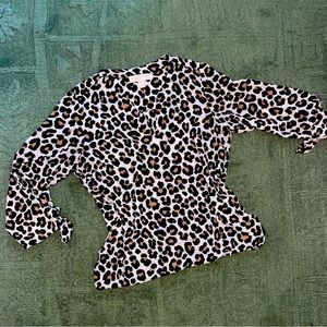 Michael Kors animal print blouse with tie sleeves